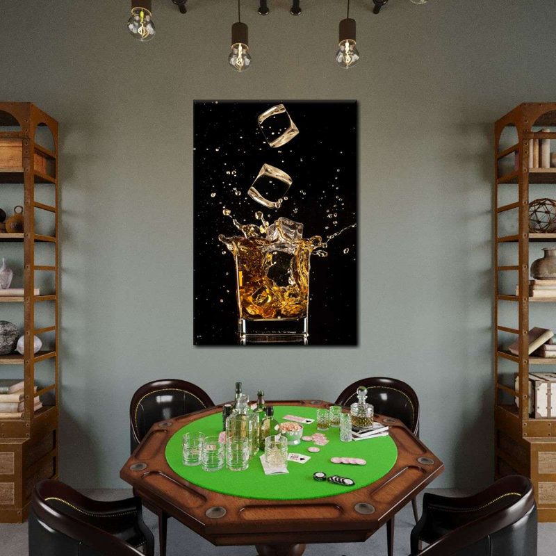 Whiskey Ice Splash Canvas Print, 20" H x 30" W x 1.25" D