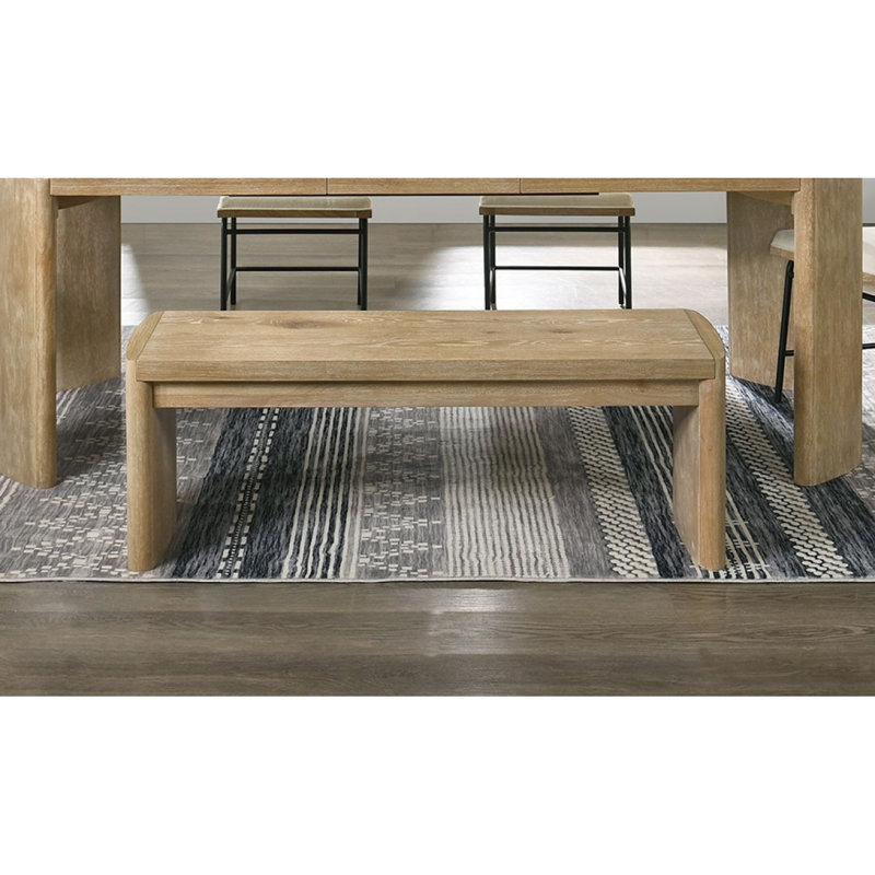 Banc rembourré moderne de style contemporain avec coins arrondis et finition chêne