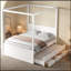 Grand lit plateforme avec auvent pour lit gigogne simple et 3 tiroirs de rangement-1126698474
