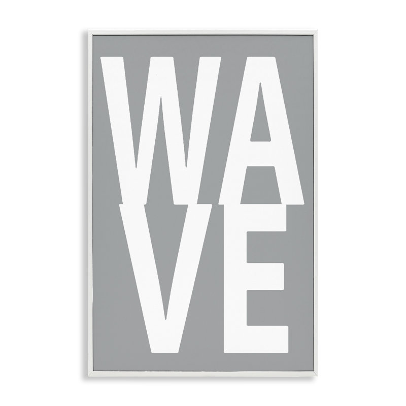 Vague de mot sur giclée sur toile grise par Jamie MacDowell, Giclée encadrée blanc bord de mer, H 24 po x l 16 po