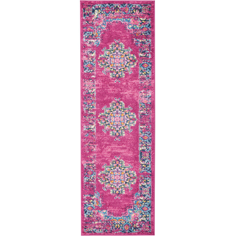Tapis rose traditionnel Augusta, Tapis de couloir 1 pi 10 po x 6 pi