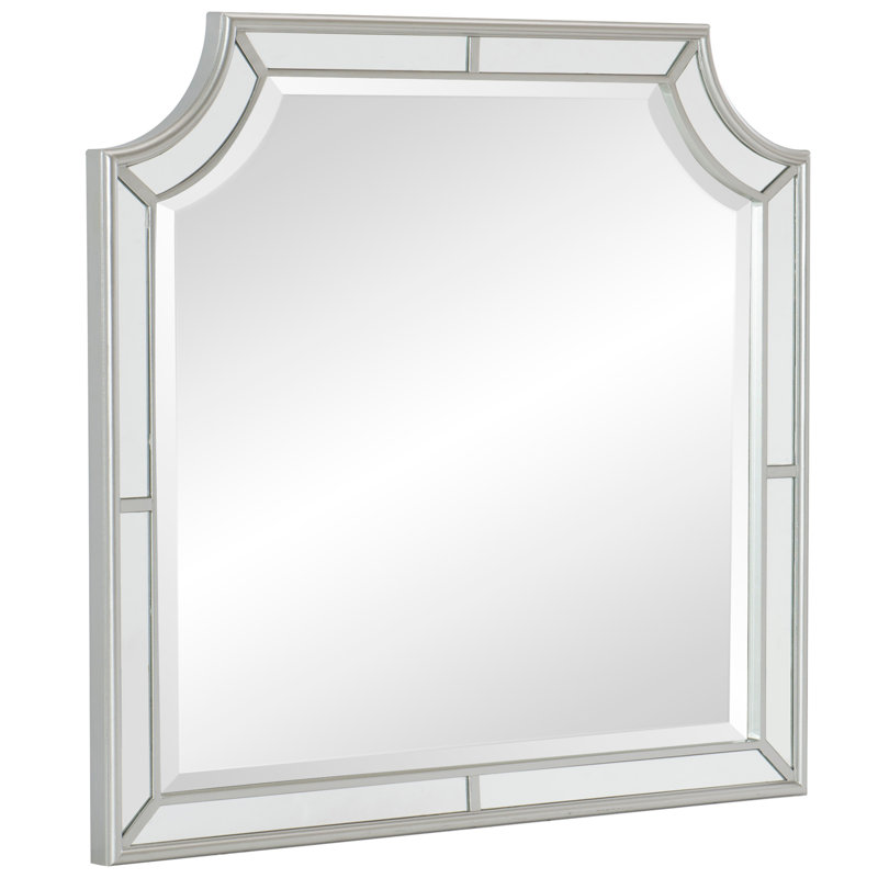 Silver Clipped Corner Wooden Frame Dresser Mirror