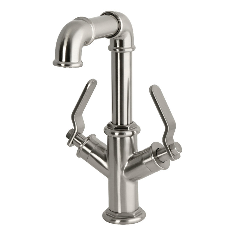 Kingston Brass Whitaker Two-Handle 1-Hole Bathroom Faucet with Push Pop-Up Drain, Brushed Nickel