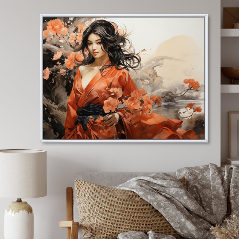 Asian Asian Beauty II - imprimé, H 24 po x l 32 po x P 1 po, Cadre flottant blanc