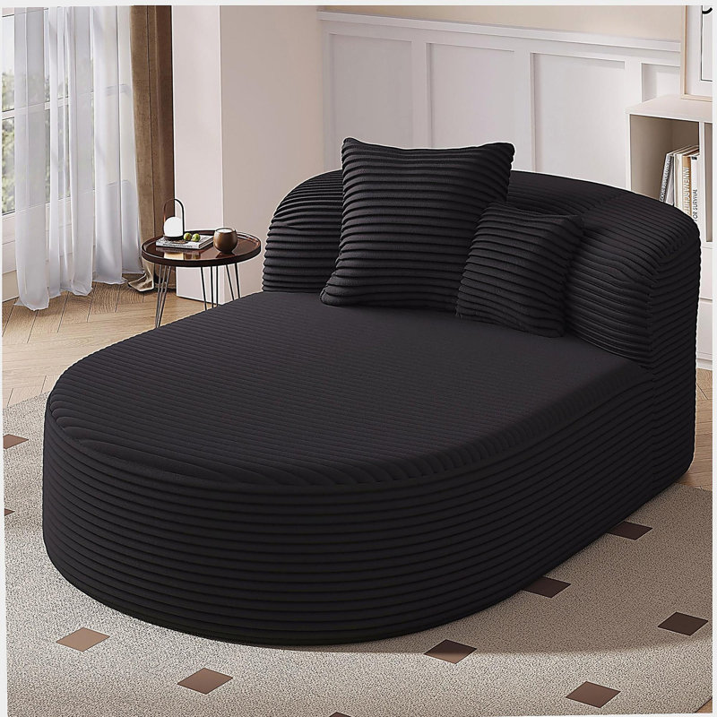 Canapé moderne sans méridienne 51,6 po avec deux coussins de soutien pour le salon, noir