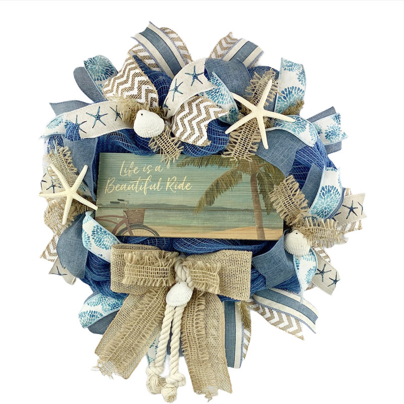 «Life Is a Beautiful» 16 po Couronne en toile de jute