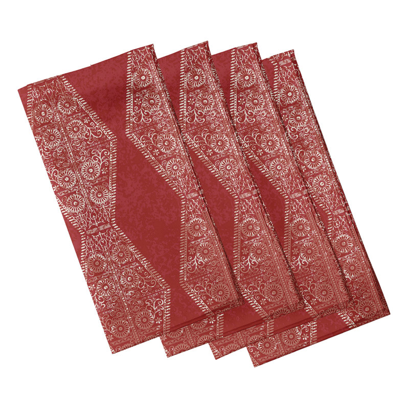 Cintya Polyester Ikat Square Napkin, Red