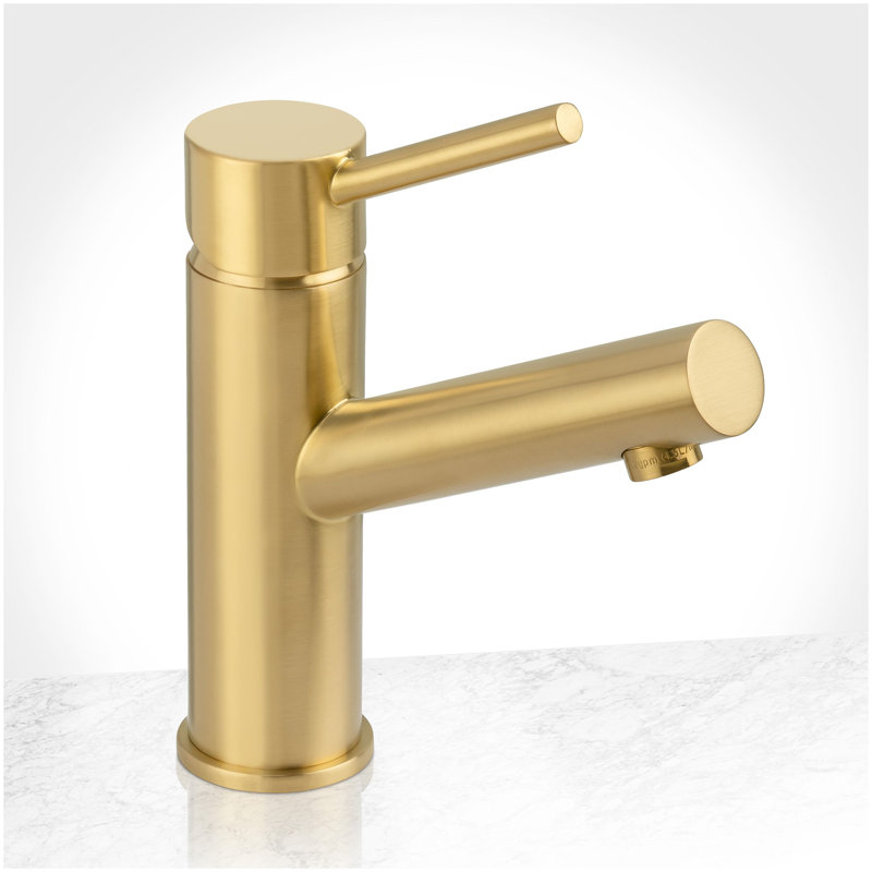 Mia Single Hole Bathroom Faucet - Includes Push-Pop Drain Assembly and Optional Deck Plate, Champagne Gold