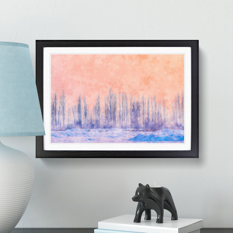 A Winter Forest - Picture Frame Painting, 62cm H x 87cm W x 2cm D, Black
