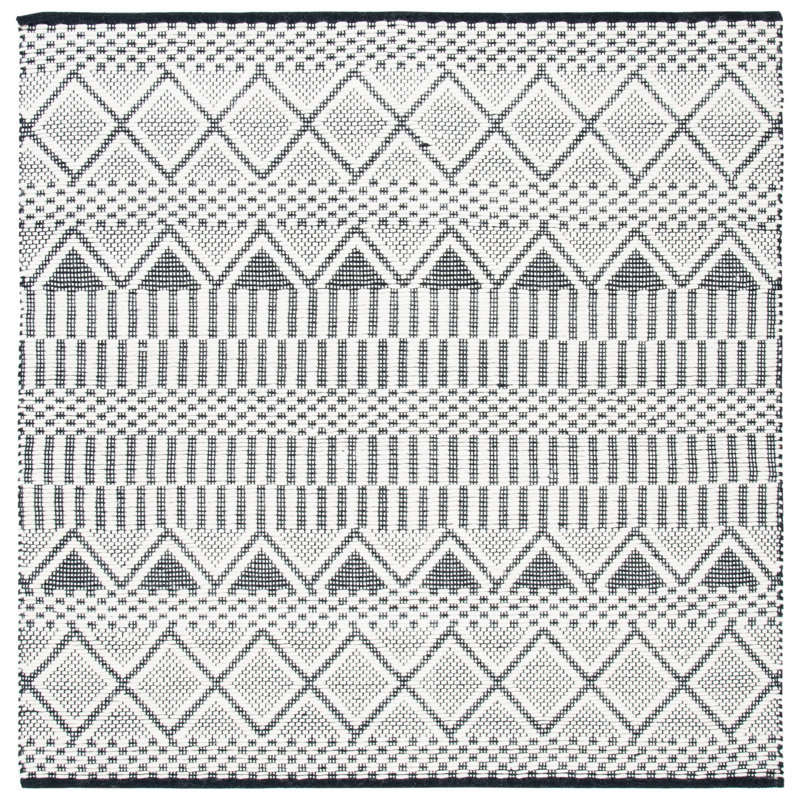 Tapis géométrique en laine tissé à la main Serna Natura, Carré 6 pi