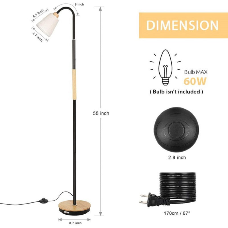 Lampe sur pied arquée 58 po Fuaad