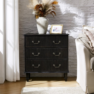 Kaybri 28" W Solid Wood 4-Drawer End Table with Built-In Electrical Outlet