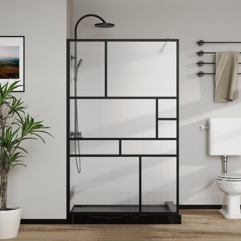 Porte de douche à l'italienne avec finition et grille pour salles de bain modernes