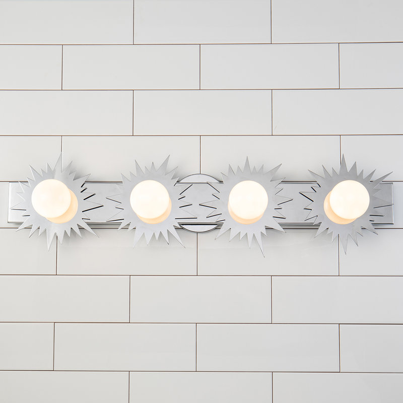 Soleil 4 Light Bath Bar Vanity Light In Gold And Zinc, Silver