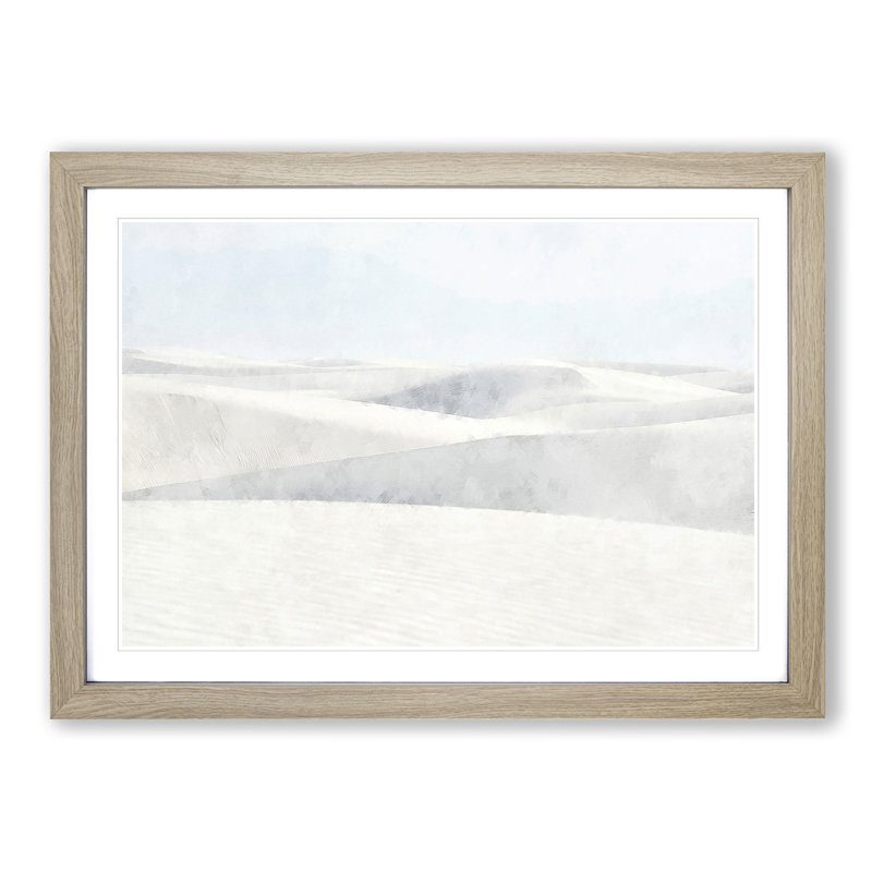 White Sands in New Mexico - Picture Frame Painting Print, 45cm H x 63cm W x 2cm D, Oak Framed