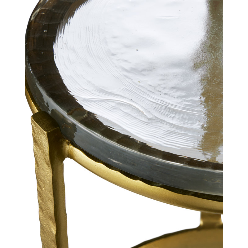 Table de bout en verre Acea, H 23,5 po x l 12 po x P 12 po, Or