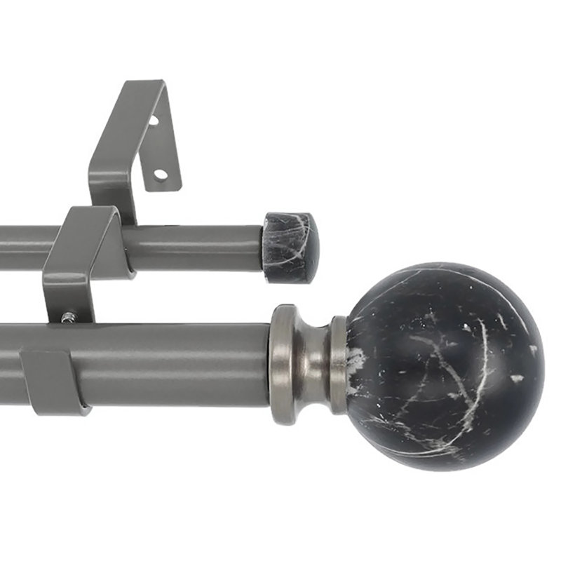 Adjustable Double Curtain Rod, Gunmetal, 48" - 84"