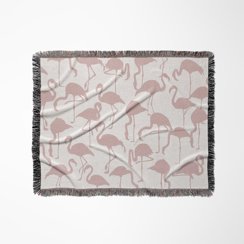 Jeté en mélange de coton Vixo Flamingo, Rose / blanc cassé, L 80 po x l 60 po