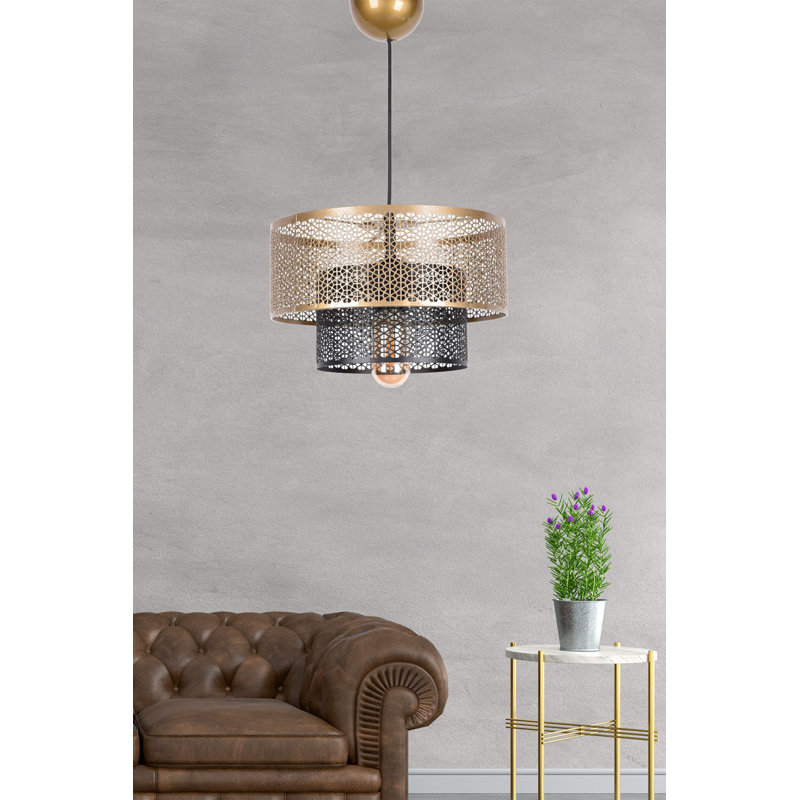Lustre moderne avec corps en plastique et capuchon en métal, 25,6 po x 7,5 po | Douille E27, 40 W maximum | Noir chic et finition antique | Idéal pour les espaces glamour et d'inspiration champêtre, parfait pour l'éclairage de la salle à manger et du vestibule