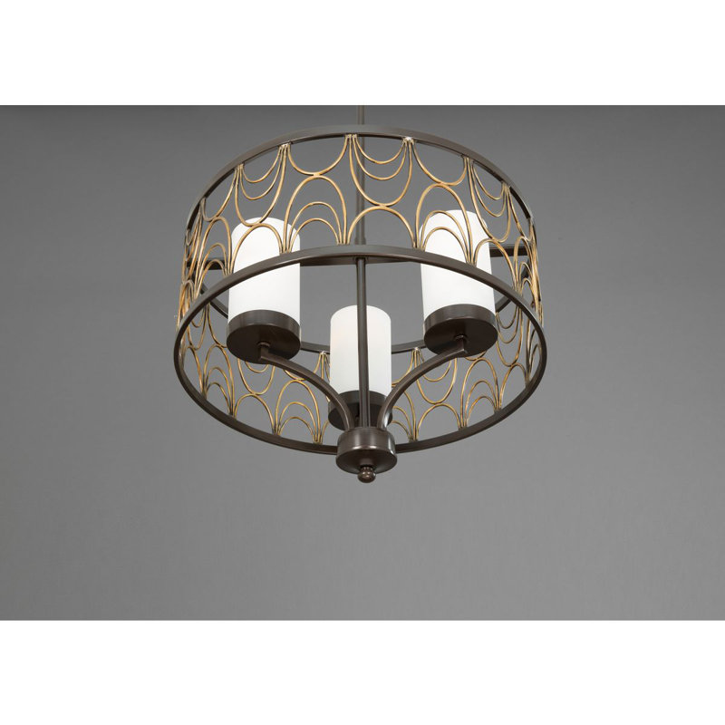 Lustre tambour unique à 3 lumières Cassilis