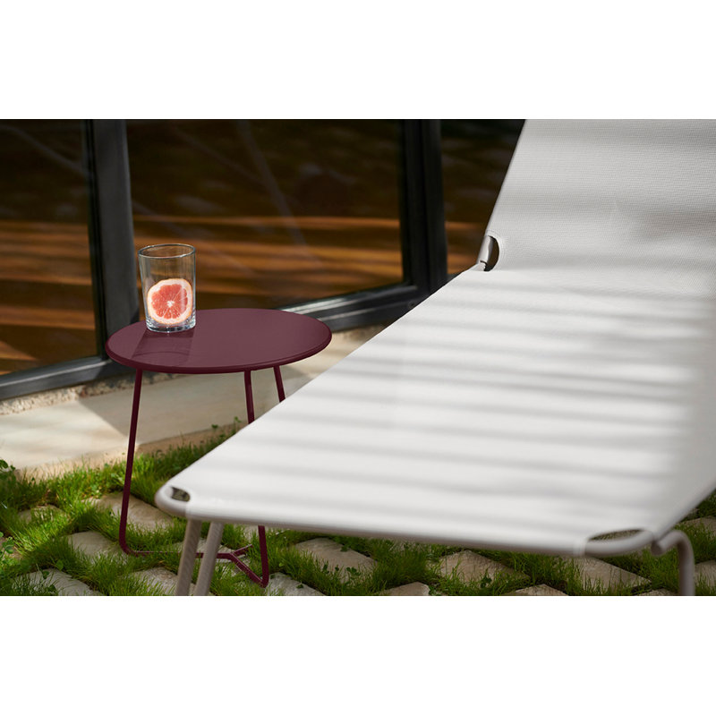 Cocotte Round Outdoor Side Table , in. W in. D, 14" H x 13.5" L x 13.5" W, Black Cherry