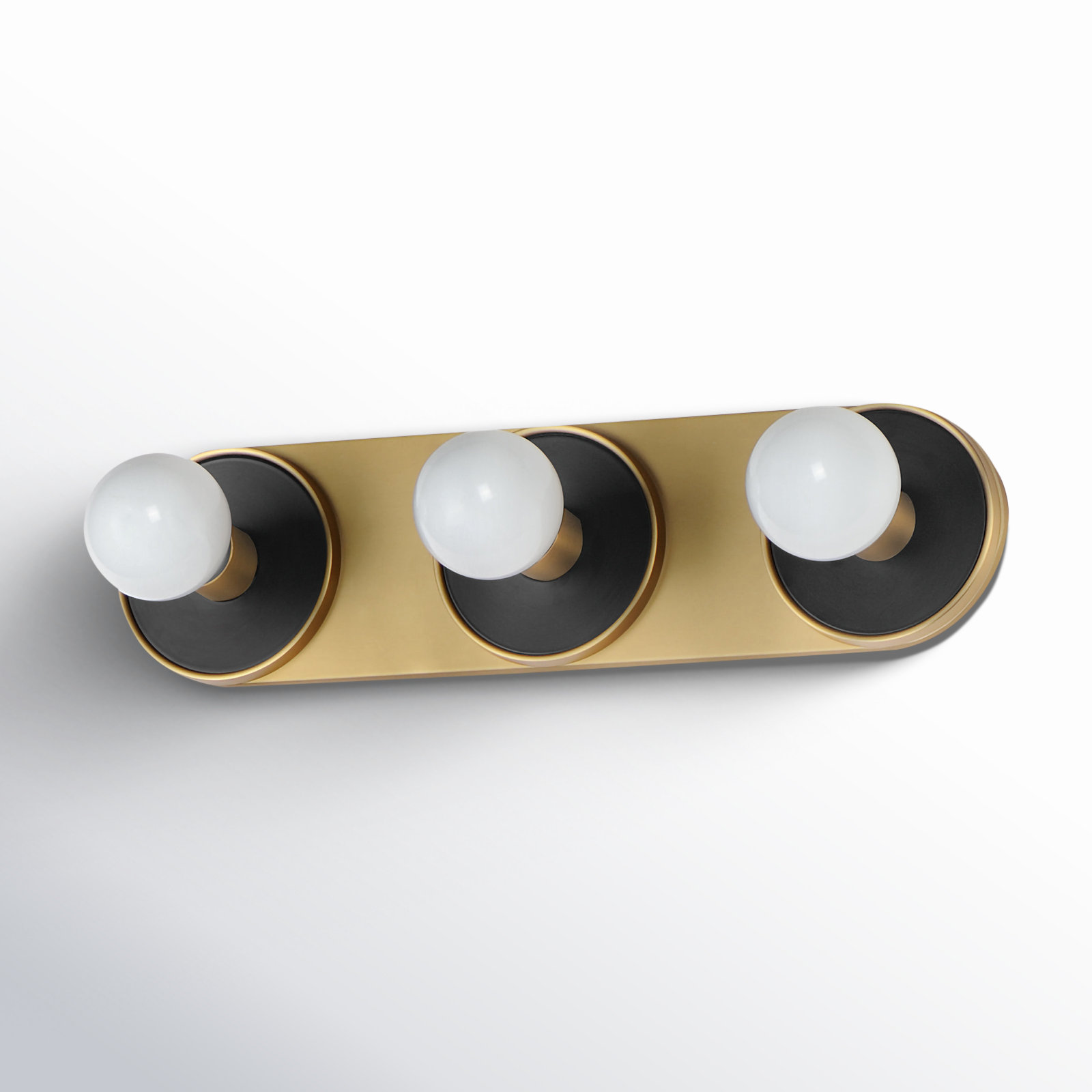 Rocha 3 Light Alabaster Dimmable Bath Bar, Yes, Black/Natural Aged Brass