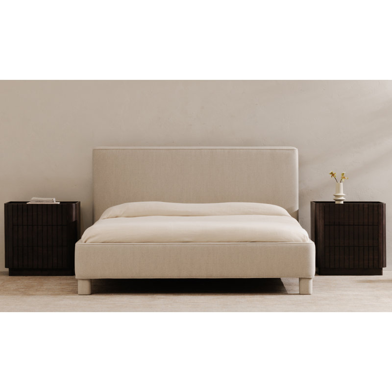 Ichigo Upholstered Platform Bed, King, Light Grey
