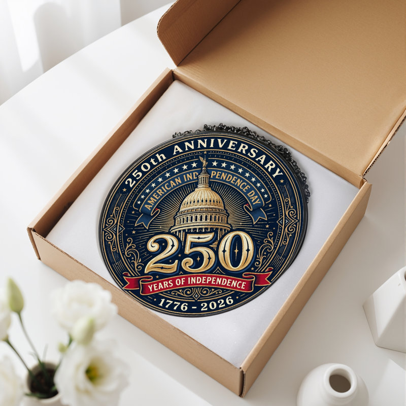 Panneau de fenêtre en verre pour décoration intérieure American Independent USA 250th Anniversary ， 7,8H, H 7,8 po