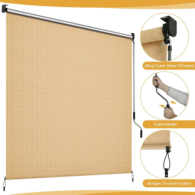 Hdpe Vertical Awning, Khaki, 240cm H x 187cm W x 3cm D