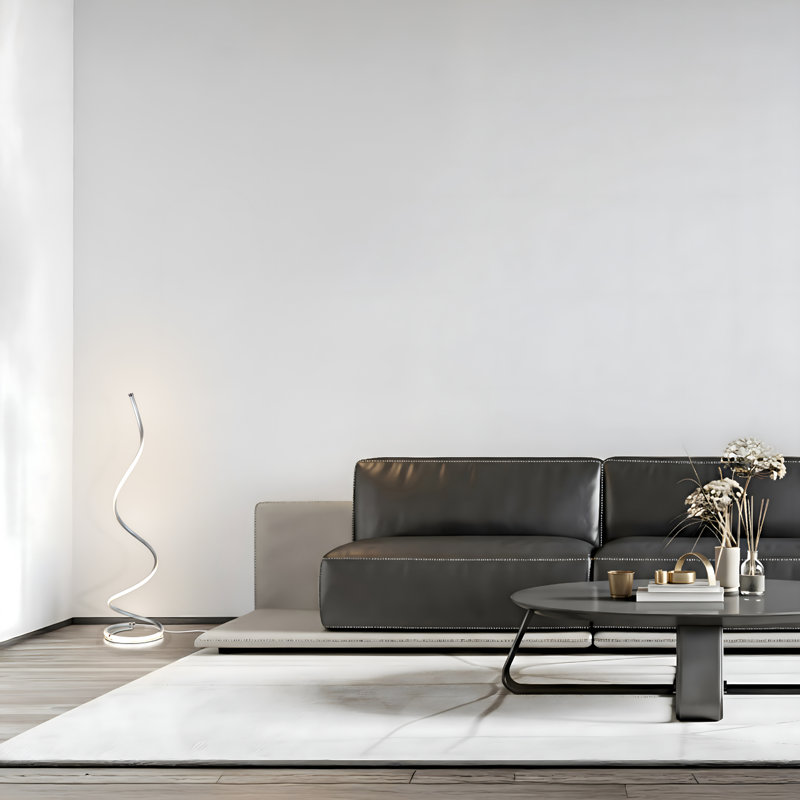 Allure Silver 38 in. Industrial LED Energy Efficient Floor Lamp with Built-In 3-Way Dimmer, Silver