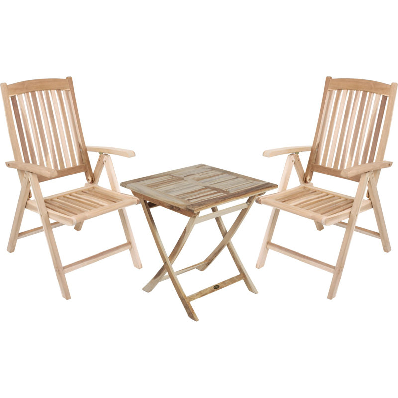 Alynia 2 - Person Teak Wood Patio Dining Set with Square Table