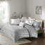 Édredon élégant / double avec tissu carré gris et argent à imprimé tonnerre-125074330-125074325
