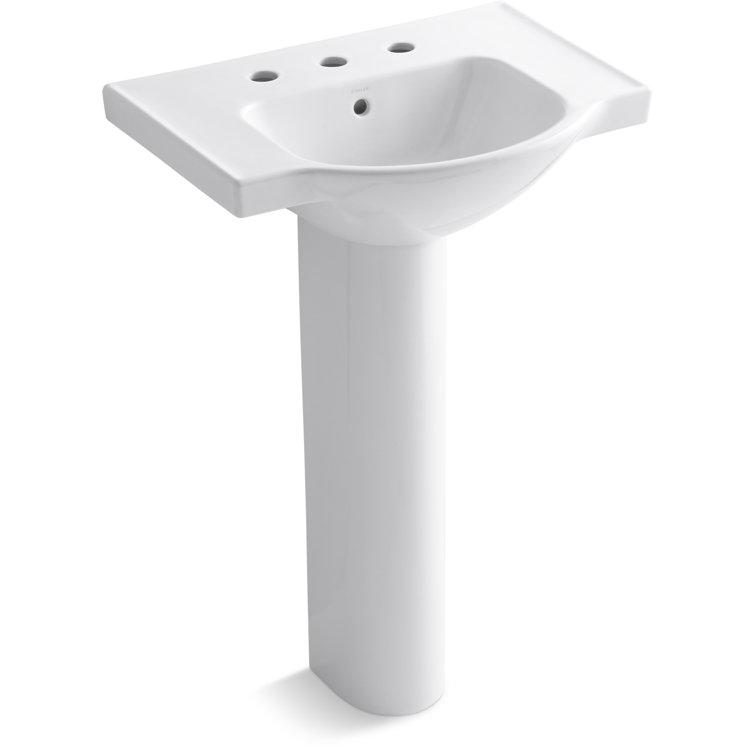 Veer™ Ceramic Pedestal Bathroom Sink with Overflow