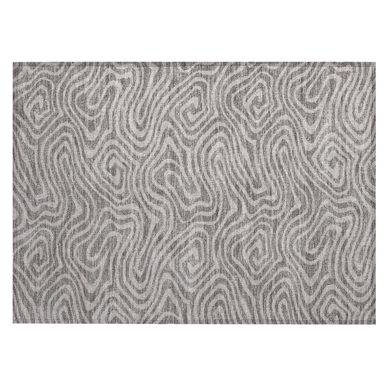 Taupe Rectangular Washable Non-Slip Synthetic Rug