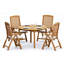 3 Seats 4 Pcs Grade-A Teak Wood Dining Set: 52" Round Table And 3 Ashely Folding Reclining Arm Chairs #11AS1103-161614471-144556434