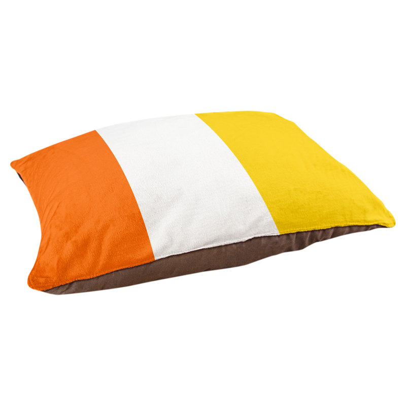 Coussin rectangulaire designer Miami, Grand (L 40 po x l 50 po), Rouge orangé / blanc / jaune