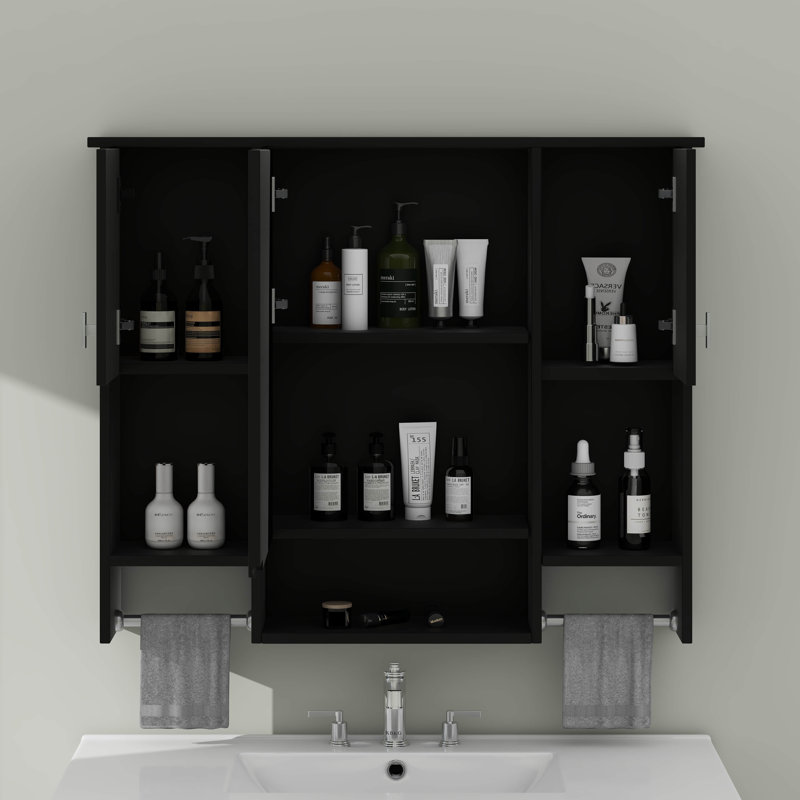 Armoire de rangement murale moderne avec miroir et barre à serviettes