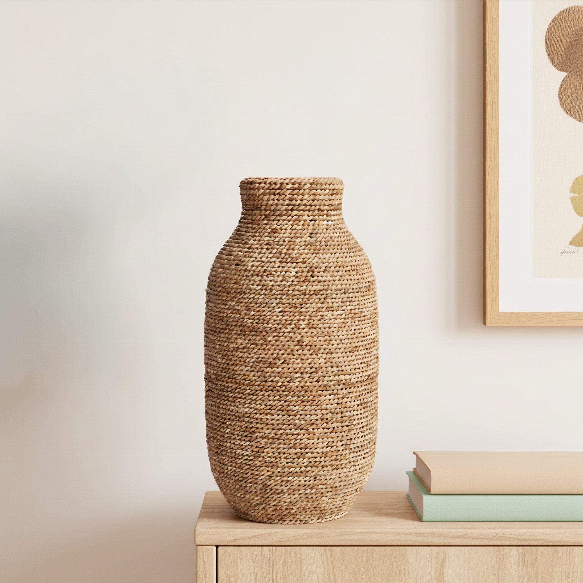 Fez Handmade Seagrass Table Vase, 15.85" H x 8.45" W x 8.4" D