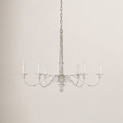 Country 6 - Light Wood Dimmable Chandelier