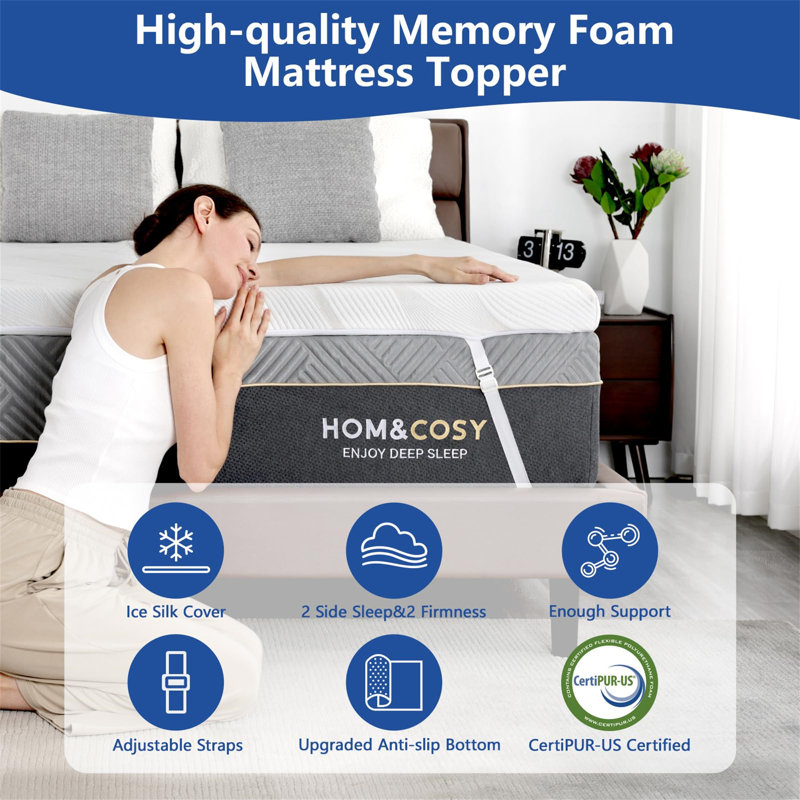 3 Inch Firm Memory Foam Mattress Topper Bed Topper With Silk Cover, Twin