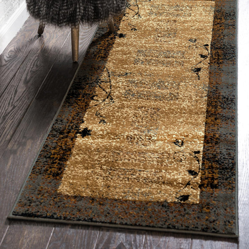 Apex Abstract Beige/Brown Area Rug, Runner 2' x 8'