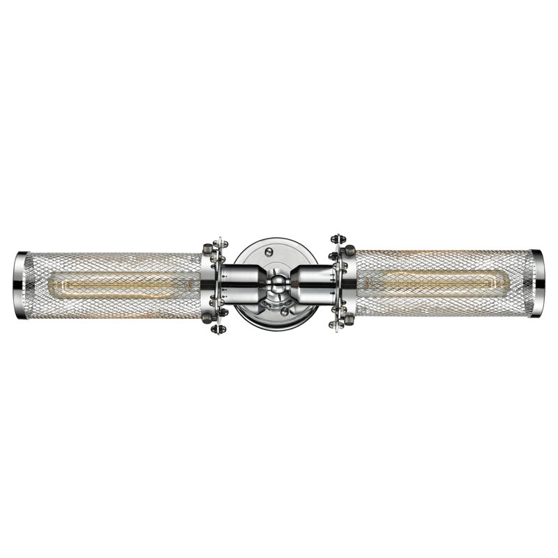 Éclairage pour salle de bain 2 lumières en nickel satiné brossé, Chrome poli