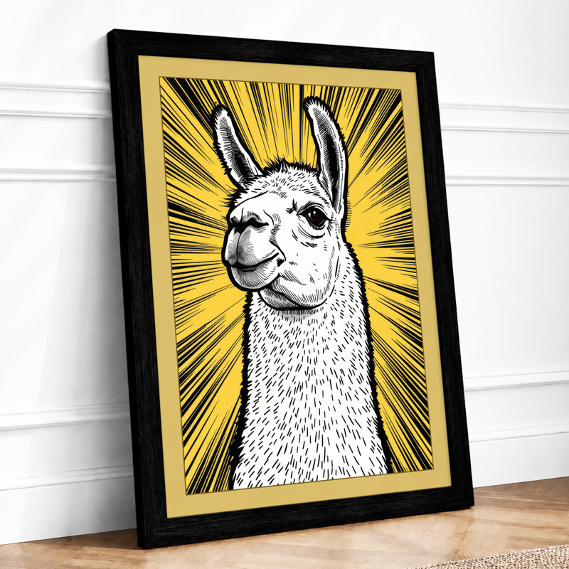 Llama Portrait Modern - Framed Print, A1 - 84.1 x 59.4 cm, Black
