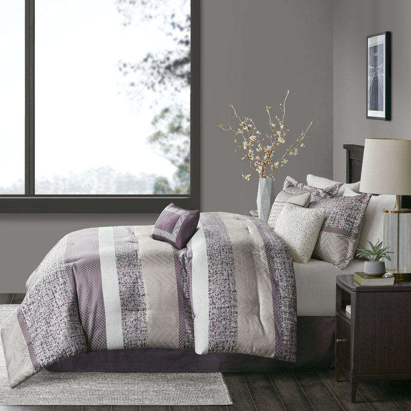 Literie de luxe mauve pourpre - 7 pièces,