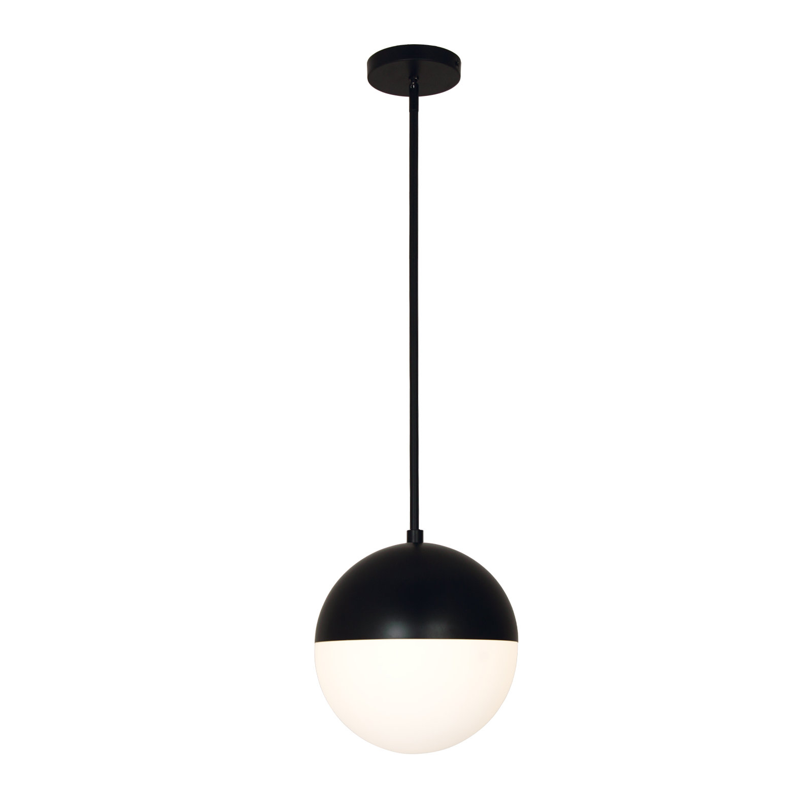 Yvette Single Light Glass Pendant, Matte Black, 10" H x 10" W x 10" D