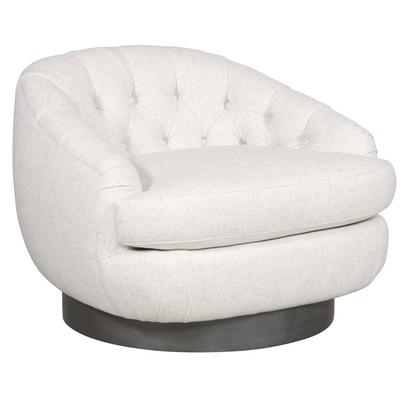 Michael Weiss Langston Upholstered Swivel Barrel Chair, Casa Blanca, Nomad Snow Crypton® Chenille