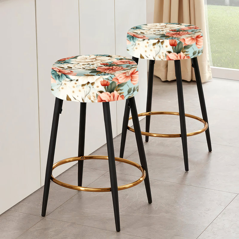 Ensemble de 2 tabourets de bar style chalet beige rustique corail rustique