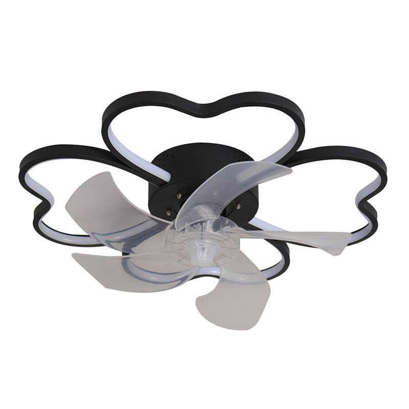 Ceiling Fan with Light, 20" Ceiling Fan with Remote Control, Modern Flush Mount Ceiling Fan, Flower Shape Fan Light for Bedroom, Living Room, Small LED Ceiling Light Fixture