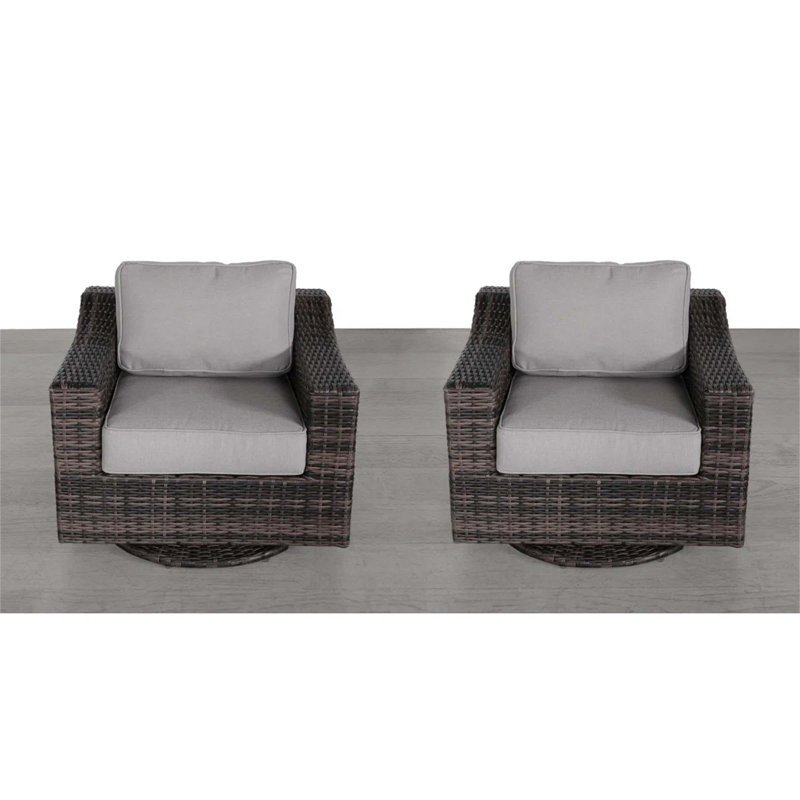 Chaise de patio extérieure pivotante avec coussins - Assise entièrement assemblée et confortable