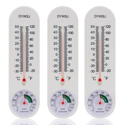 Thermomètre hygromètre intérieur / extérieur, paquet de 3 jauges d'humidité à température murale, sans pile